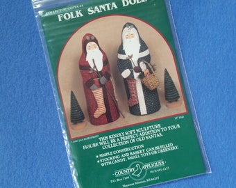 Vintage Folk Santa Doll Pattern by Jan Kornfeind for Country Appliques - uncut pattern for 15 inch soft sculpture figurine