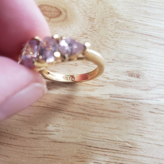 One Vintage Pink and Purple Faux Diamond Ring, 14… - image 2