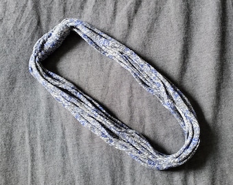 Periwinkle and Gray Recycled T-shirt Necklace, upcycled fabric necklace, ecofashion