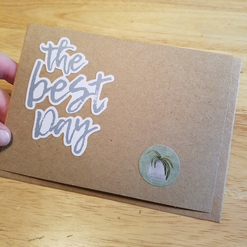 thinking of you Recycled Kraft Paper Cards Succulents just because blank cards Five Handmade Greeting Cards