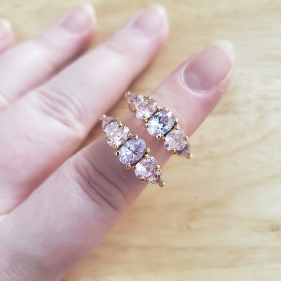 One Vintage Pink and Purple Faux Diamond Ring, 14… - image 1