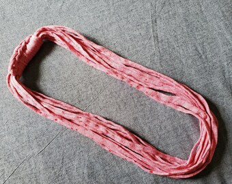 Red and White Pinstripe Recycled T-shirt Fabric Necklace, upcycled tshirt necklace tarn tshirt yarn, ecofashion