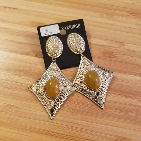 Vintage Gold and Mustard Yellow Earrings Pierced Earrings Etsy