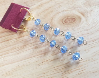 Handmade Upcycled Earrings, gold tone and light blue earrings, ecofashion