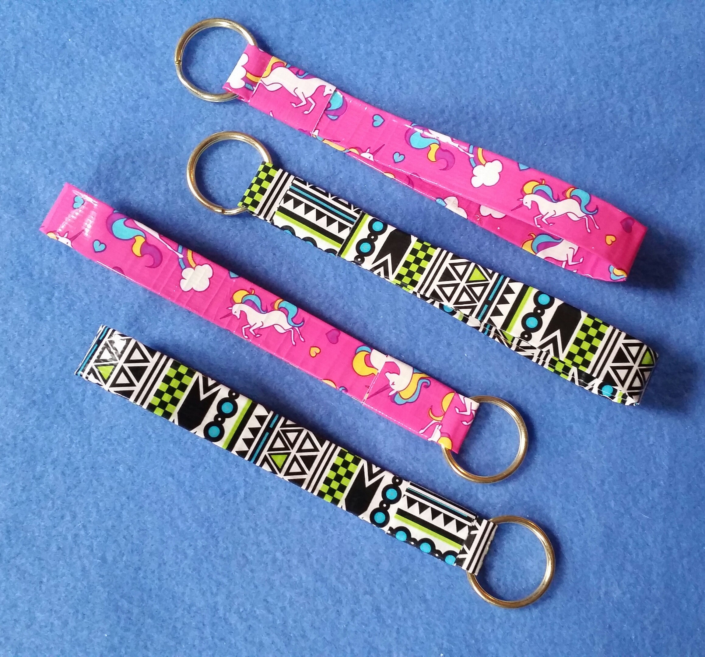 Handmade Duct Tape Keychain geometric pattern or unicorns and Etsy
