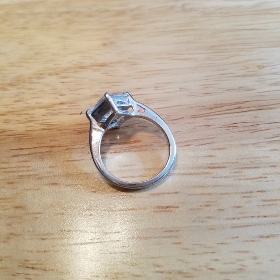 Vintage Faux Diamond Ring, halo ring, princess cu… - image 5