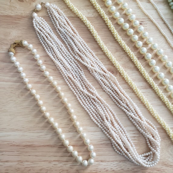 Vintage Pearl Necklace Lot, six vintage beaded ne… - image 2