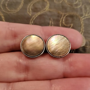 Vintage Hickok USA Cufflinks, silver and shell vintage cufflinks, made in USA, Hickok cufflinks, cuff links