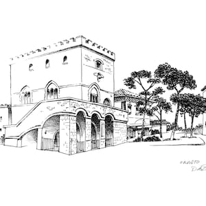 Pen ink drawing at Orvieto, Umbria, Italy (this is a digital file of my original sketch)