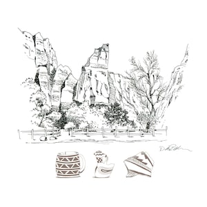 Pen and ink sketch done at Zion National Park, Utah (a digital file of my original sketch)