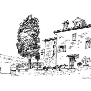 Pen ink drawing at Orvieto, Umbria, Italy (this is a digital file of my original sketch)