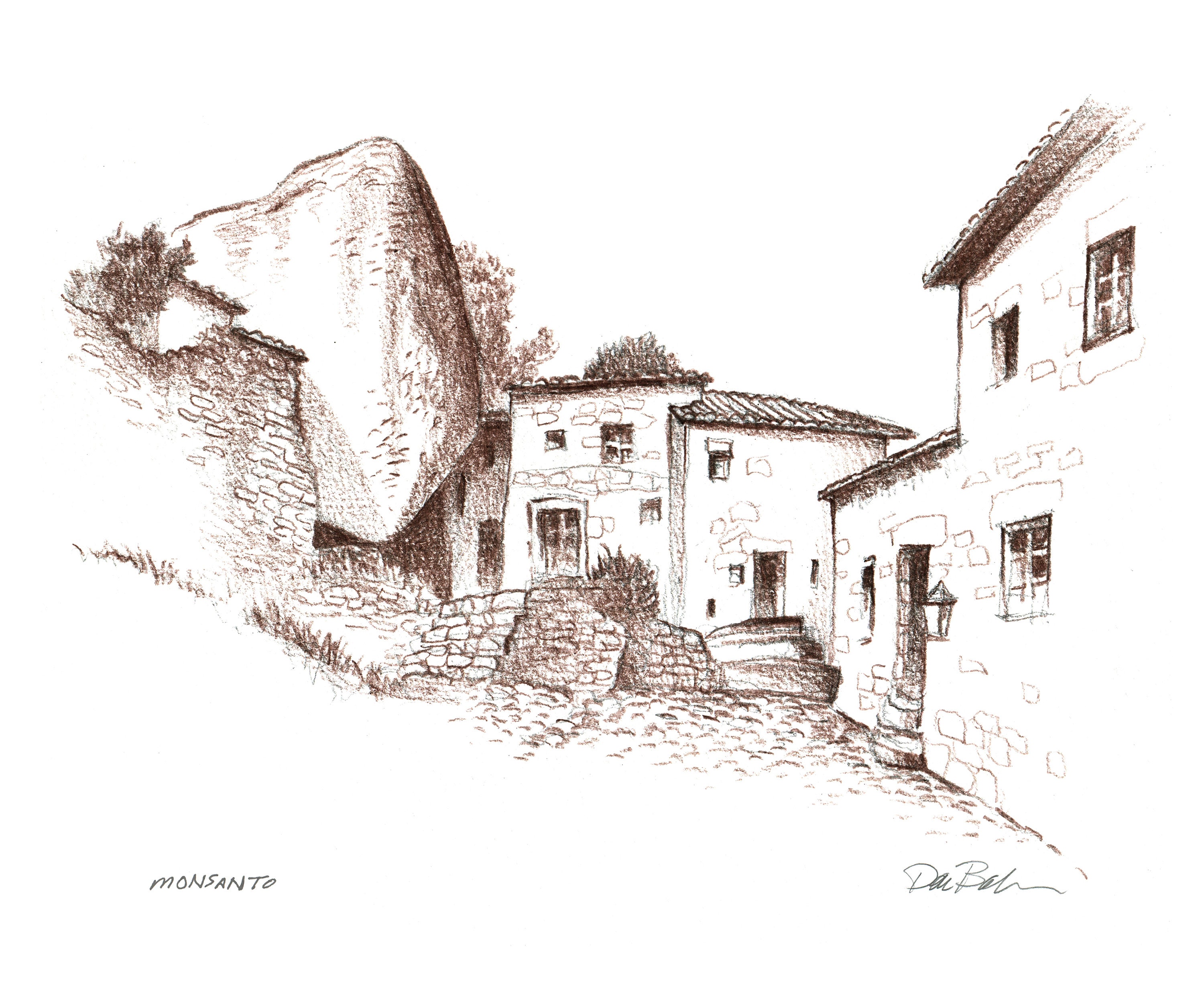 Sketch Pencil Drawing Old Houses