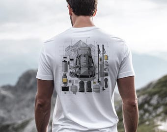 Backpacking Gear Layout Tee | Outdoor Adventure T-Shirt for Hikers & Trail Lovers