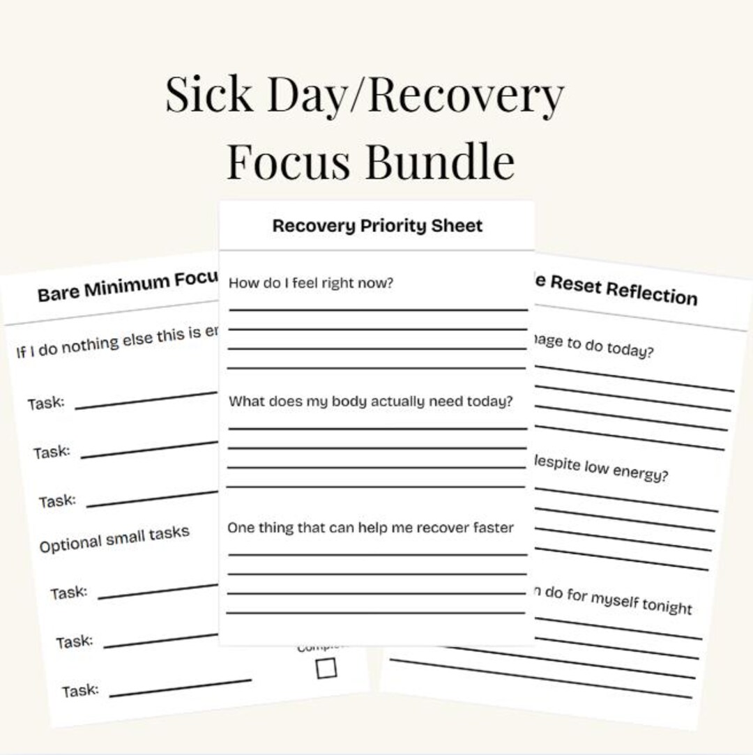 Sick Recovery Tips Sick Day / Recovery Focus Bundle - Etsy