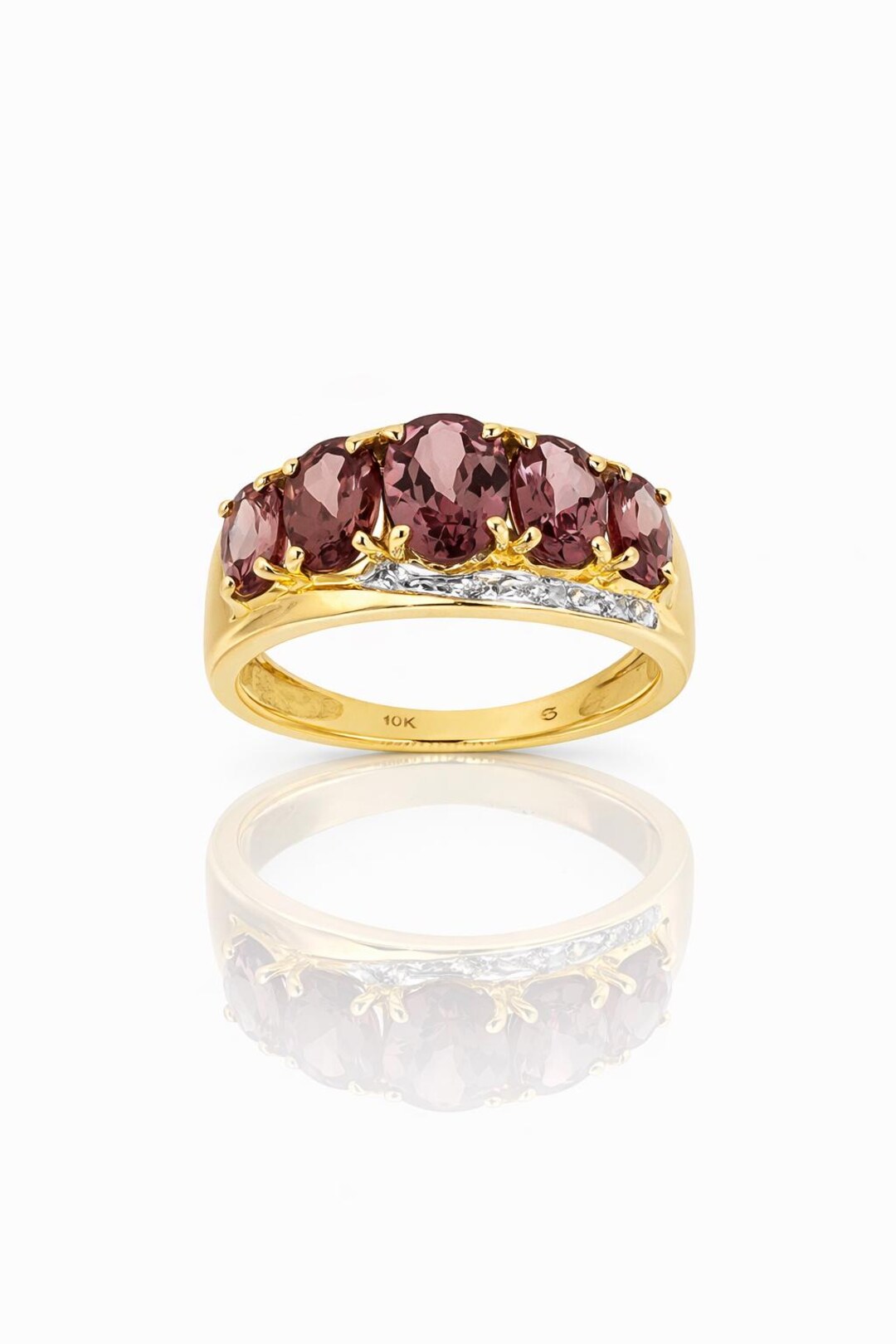 2.59ct Color Change Garnet Diamond Ring 10k Yellow Gold 5-stone Band ...