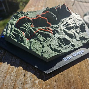Custom 3D Topographic Trail Map- Single Tile
