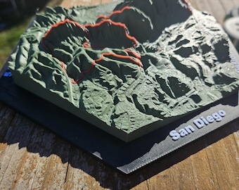 Custom 3D Topographic Trail Map- Single Tile