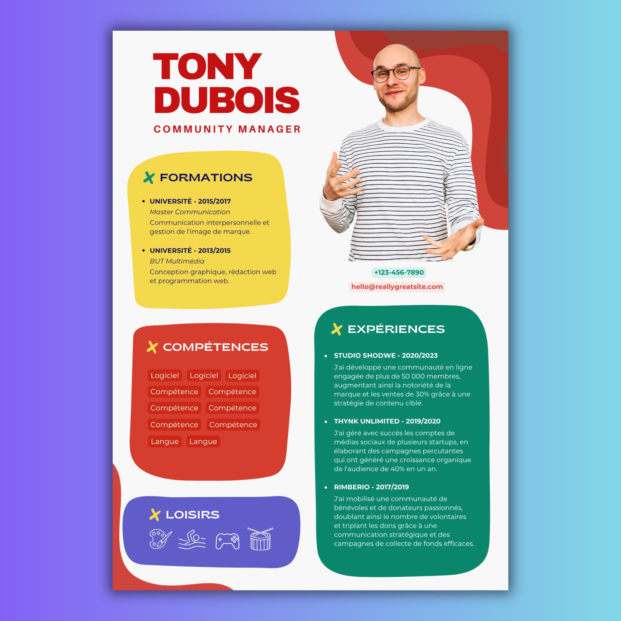 Abstract Style Professional CV Template for Community Manager in Canv ...
