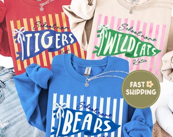 Custom School Mascot Sweatshirt, Personalized School Spirit Crewneck, Football Game Day Sweatshirt, Team Pride Gift, Custom School Name