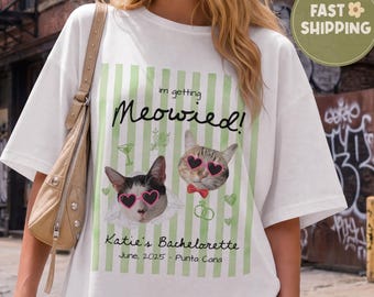 Comfort Colors® Custom Pet Cat Bachelorette Shirt, I'm Getting Meowied Tee, Personalized Bride Squad Shirt, Custom Cat Photo Gift