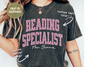 Comfort Colors® Personalized Reading Specialist Shirt, Custom Teacher Name Tee, Literacy Coach Shirt, Reading Intervention Teacher Gift