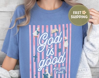 Comfort Colors® God Is Good  Shirt, Cute Church Shirt, Faith Based Gift, Bible Study, Youth Group Tee, Retro Christian Shirt for Teen Girls