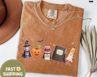 Comfort Colors® Halloween Teacher Shirt, Spooky Teacher Tee, Cute Ghost School Shirt, Fall Teacher Gift, Preschool Teacher, Spooky Season