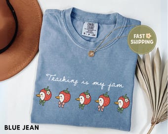 Comfort Colors® Teaching Is My Jam Goose Shirt,Cute Teacher Tee, Strawberry Goose Shirt, Back to School Teacher Gift, Team Elementary Shirt