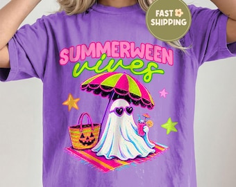 Comfort Colors®Hot Ghoul Summer Shirt, Summerween Ghost Tee, Spooky Summer Shirt,Halloween Beach Tee,Cute Ghost Summer T-Shirt,Funny Ghost