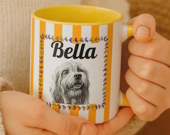 Custom Pet Portrait Mug from Photo – Personalized Dog or Cat Line Art, Custom Pet Memorial Gift, Line Drawing Coffee Cup