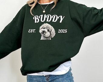 Personalized Dog Hoodie from Photo, Custom Pet Portrait Sweatshirt with Name, Dog Lover Gift, Pet Memorial Hoodie