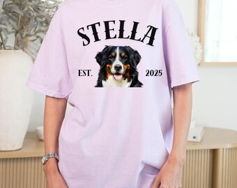 Comfort Colors® Custom Dog Face Shirt, Personalized Pet Photo Tee with Name, Custom Dog Portrait T-Shirt, Gift for Dog Lovers
