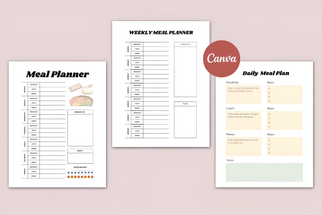 Meal Planner Canva Template | Editable Meal Planning Worksheet | Weekly ...