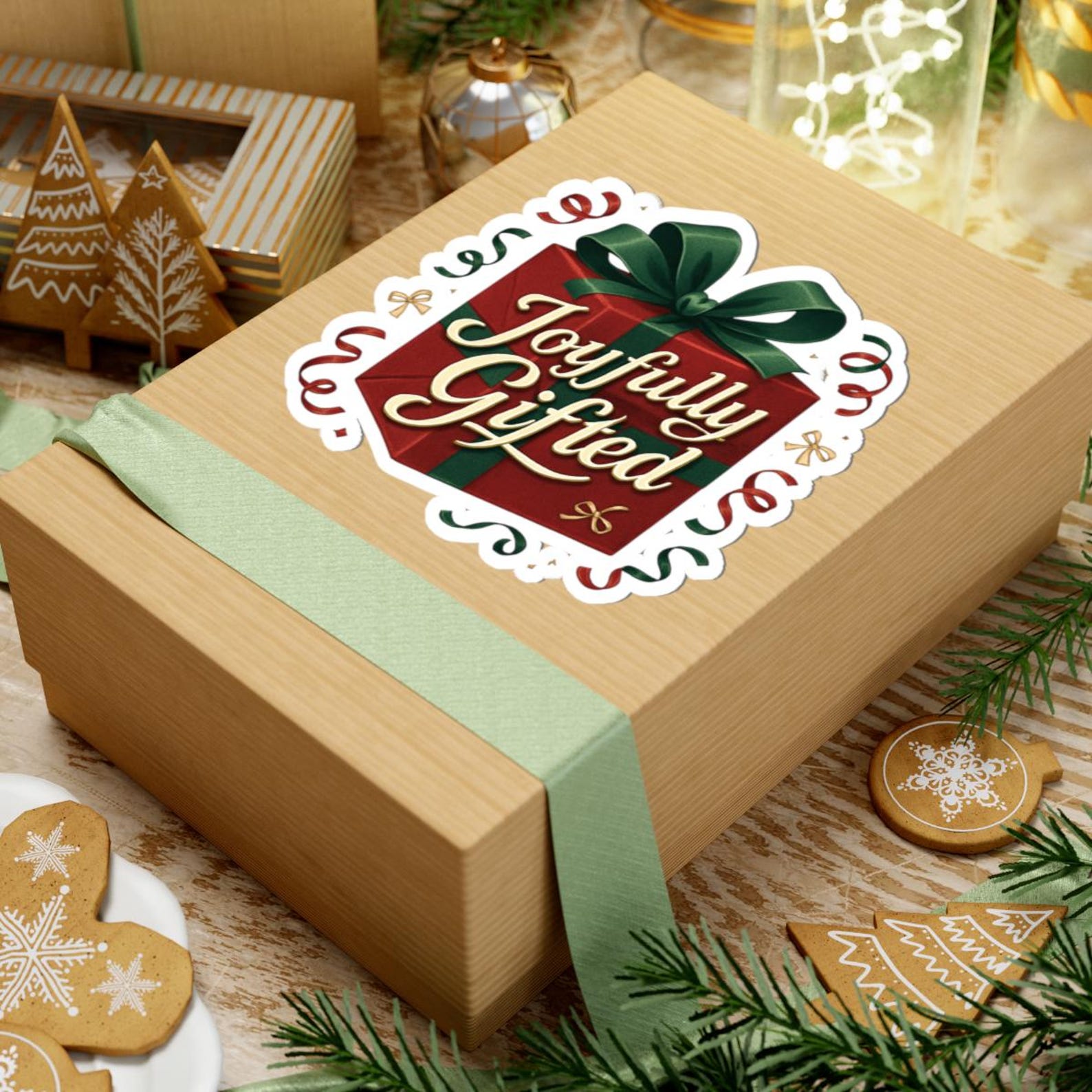 Joyfully Gifted Present Kiss-cut Sticker | Christmas Holiday Decal - Etsy
