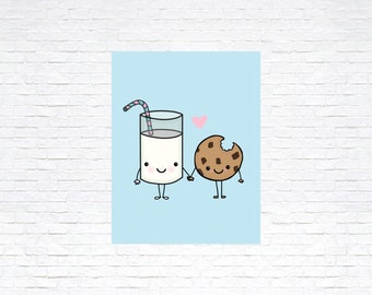 Milk Loves Cookie Printable Wall Art Digital Download