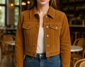 スエード クロップド ボンバー ジャケット　サイズ38 クロップドボンバージャケット |アビエーター、レザー&サテン | H&M JP