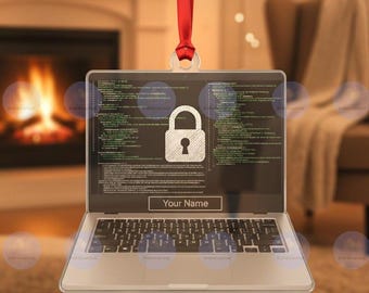Custom Cybersecurity Christmas Ornament, Flat 2D Ornament, Personalized Gift for Programmer, IT Specialist, or Husband Coder Laptop Keepsake
