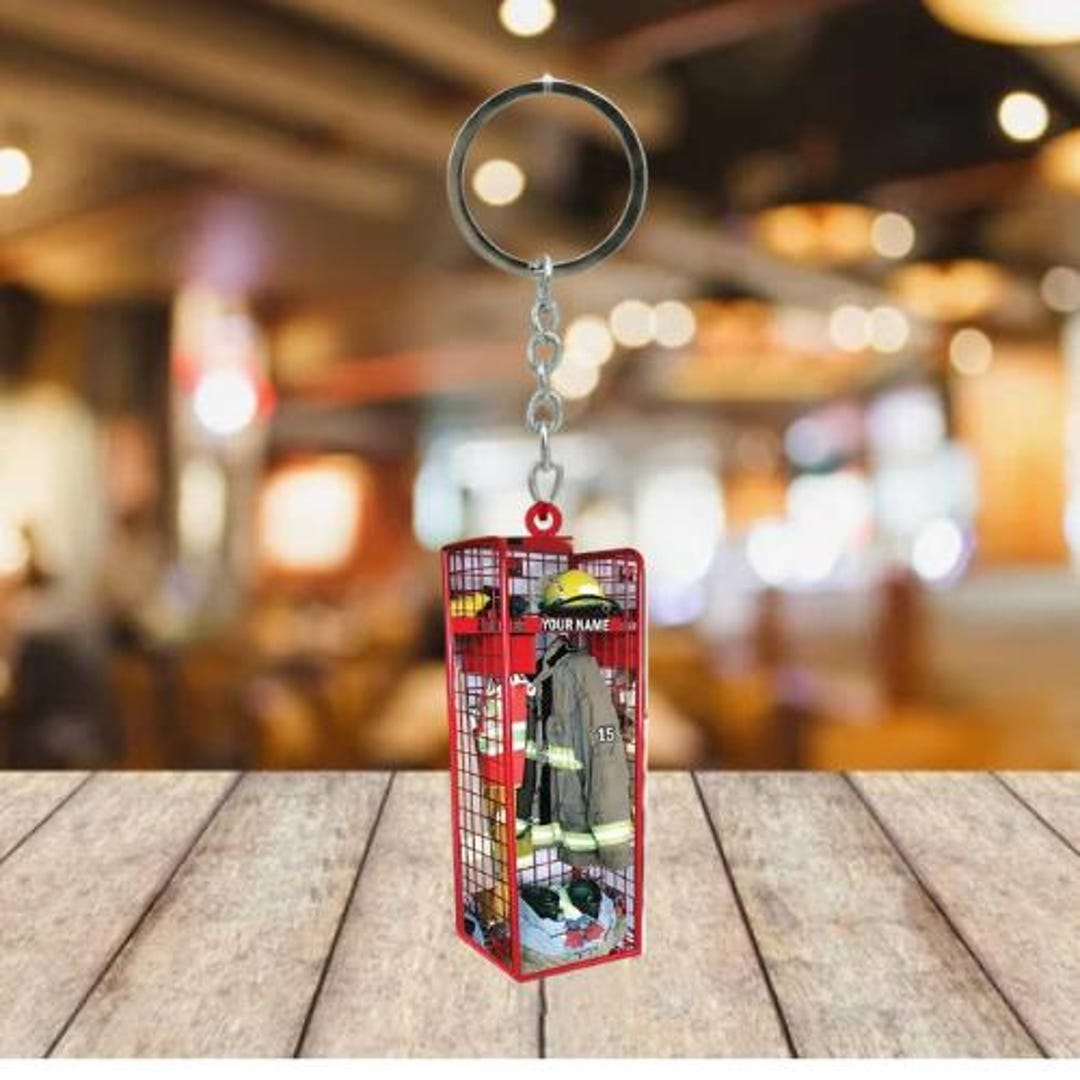 Personalized Firefighter Gear Locker Keychain With Custom Name & Number ...