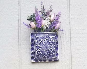 Wall Pocket Planter, Pottery Wall Pocket, Vintage Lace Pottery, Hanging Plant Holder, Wall Decor