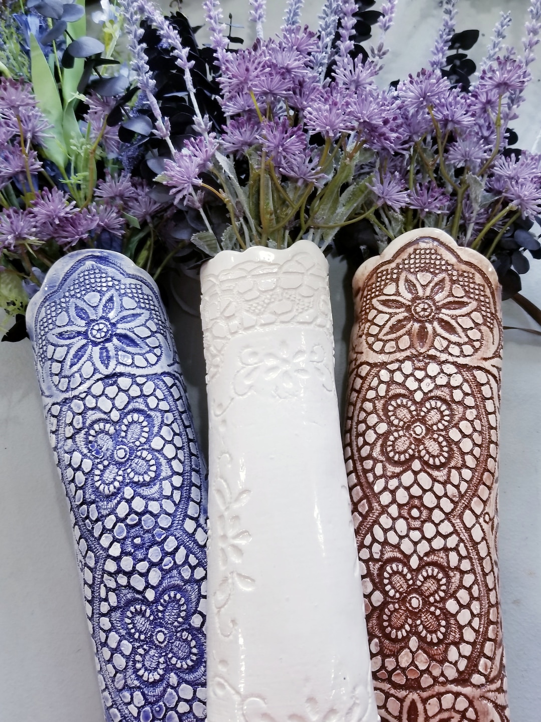 Hanging Wall Vase, Ceramic Wall Pocket Vase, Mothers Day Gift, Vintage