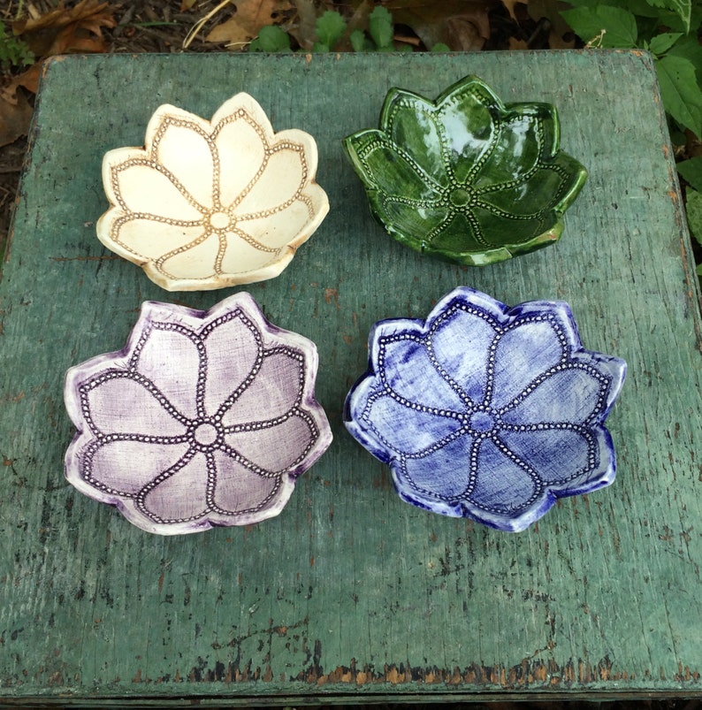 Lotus Petal Ring Dish, Small Decorative Bowl, Ceramic Lotus Bowl, Jewelry Organizer, Home Decor Bowl image 1