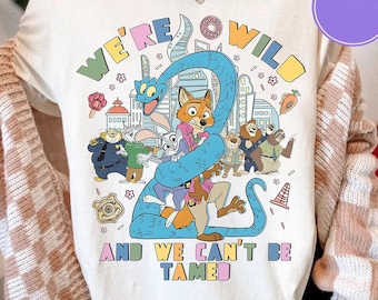 私たちはワイルドで飼いならせない ズートピア2 Tシャツ、ディズニーランド ファミリーお揃いシャツ、ズートピア ジュディ・ホップス ニック ゲイリー ニブルズ ボゴシャツ