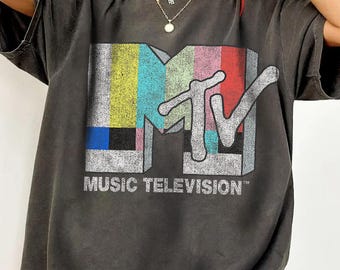 MTVクラシックヴィンテージテレビ信号ロゴTシャツ、レトロ80年代＆90年代MTVファミリーマッチングTシャツ、MTVバースデーガールミュージックテレビ信号ロゴTシャツ