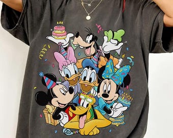Disney Birthday party Mickey and Friends T-Shirt, Disneyland Vacation Family Trip Outfits, Disney Birthday Squad Shirt, Best Birthday Ever