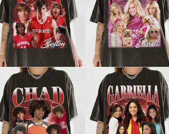 Disney Channel High School Musical All Charakter T-Shirt, High School Musical 20 Jahre, Disneyland Familie Passendes Shirt, Wildcats East High