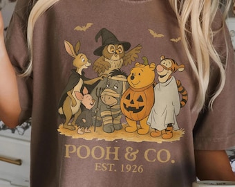 Comfort Colors Puh & Co 1926-kostym Halloween Retro T-shirt, Nalle Puh-kostym Halloween, Disneyland Spooky Season 2026-resa T-shirt