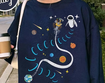 Disney Pixar Wall-E and Eve Flying T-Shirt, Disney Pixar Movie Shirt, Disneyland Family Matching Shirt, Magic Kingdom, WDW Vacation T-Shirt