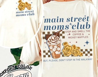 Disney Main Street Moms Club Mat och Dryck T-shirt, Musse Mimmi Snacks T-shirt, Disney Familjematchning T-shirt, Joffrey's och Musse Våfflor