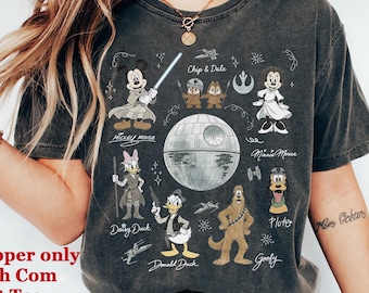 ディズニー スター・ウォーズ ミッキー＆フレンズ シグネチャー Tシャツ、スター・ウォーズ ハリウッドスタジオ トリップ、5 月 4 日はあなたと、プリンセス レイア ハン・ソロ T シャツ