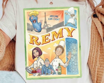 Disney Pixar Movie Ratatouille Retro T-Shirt, Disney Family Matching Trip Shirt, Disneyland Paris Remy Little Chef shirt, Anyone Can Cook